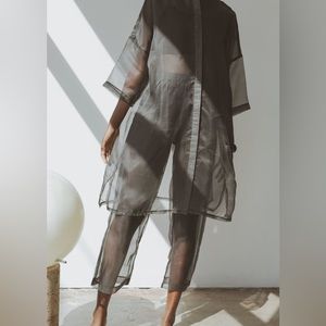 Mixed business OR grey organza big shirt | one size